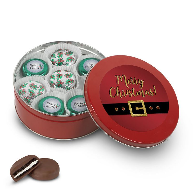 Christmas Chocolate Gift Tin Chocolate Covered OREOS Cookies - Santa, 1 of 2