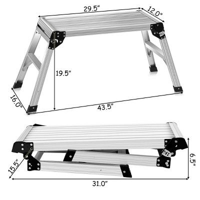 Costway Hd En131 Aluminum Platform Drywall Step Up Folding Work Bench Stool Ladder Target