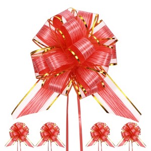 Unique Bargains Plastic Tree Stripes Gold Edge Large Satin Pull Bows 12 Pcs - 1 of 4