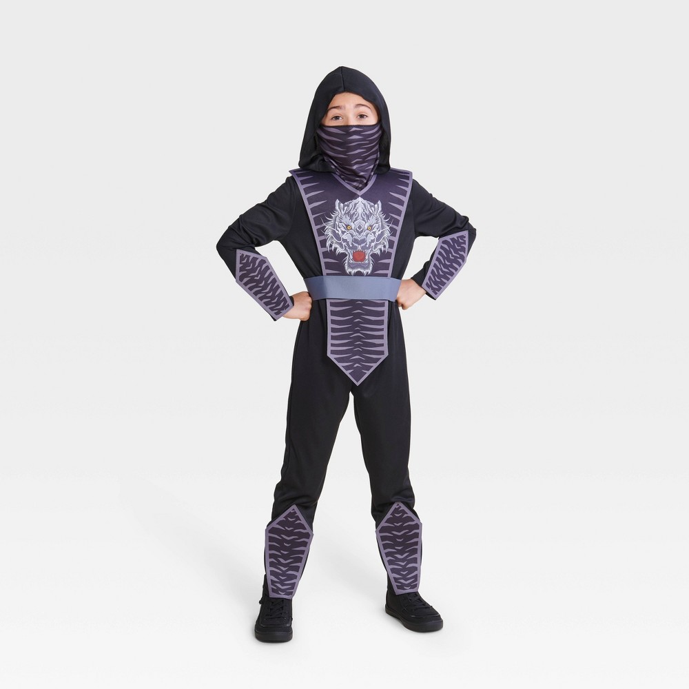 Kids' Small White Tiger Warrior Halloween Costume Jumpsuit with Face Mask & Vest S - Hyde & EEK! Boutique™