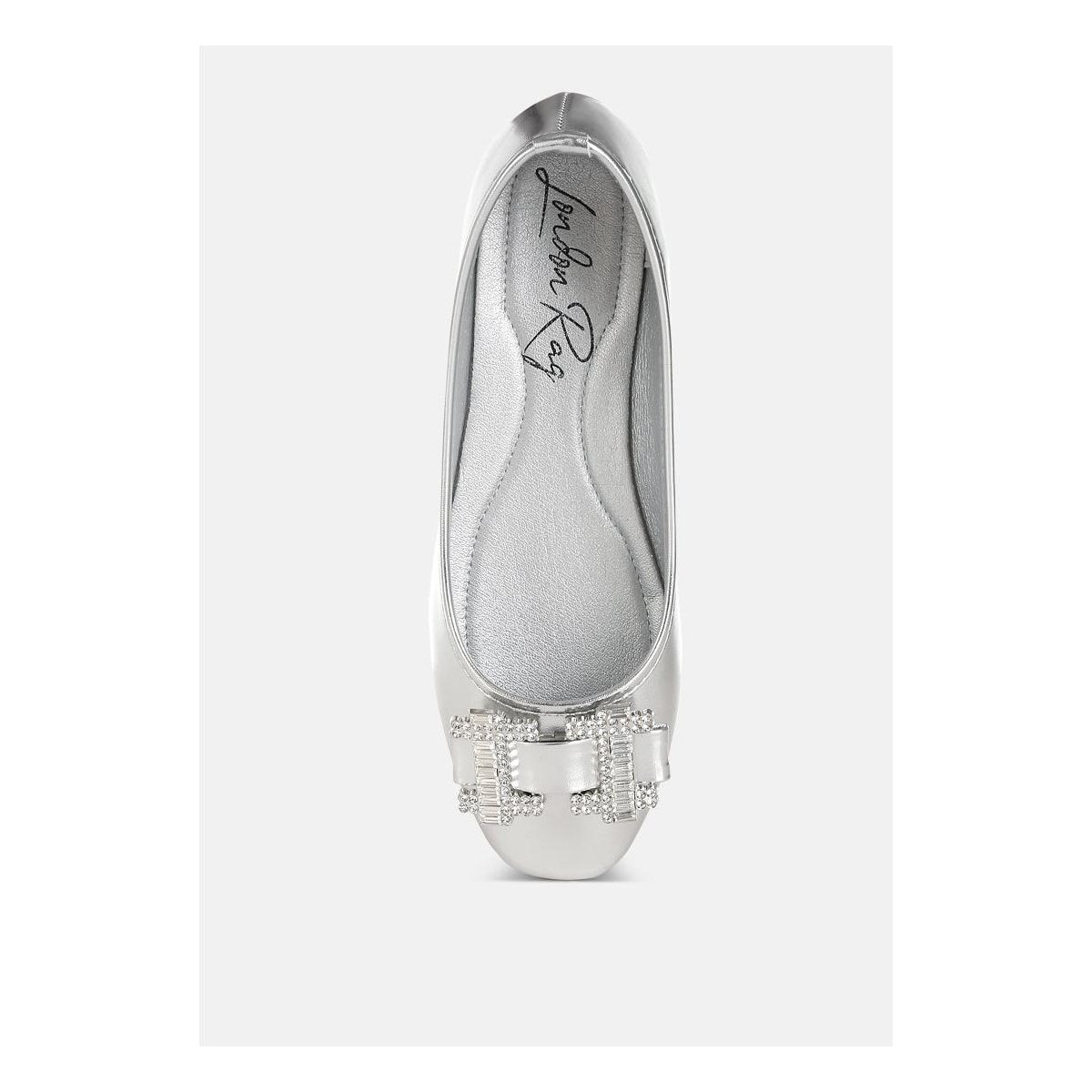 Обувь London Rag Womens Navik Rhinestone Buckle Metallic Ballerinas 10 — фото 4
