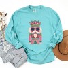 Pink and Teal Nutcracker Patchwork Print - Women's Garment Dyed Long Sleeve Graphic T-Shirt - 2 of 4