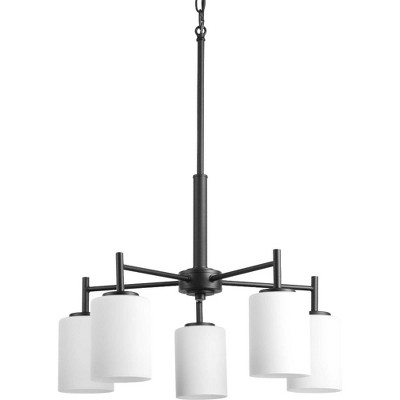 Polished Nickel 5-Light Chandelier with White Glass Shades