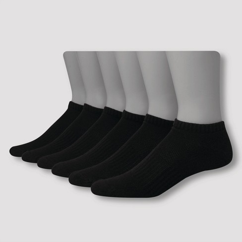 Men's Big & Tall Hanes Premium Performance Cushioned Low Cut Socks 6pk -  Black 12-14 : Target