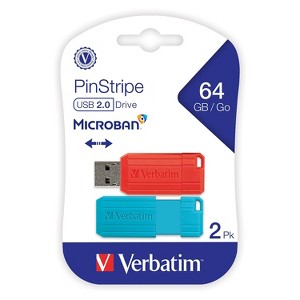 Verbatim PinStripe 64GB USB 2.0 Flash Drive (70059) 24337385 - 1 of 4