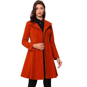 INSPIRE CHIC Women's Velvet A-Line Steampunk Double Breasted Winter Trench Coats - 1 of 4