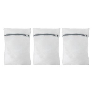 Unique Bargains Thickened Fine Mesh Laundry Bags White Gray 3 Pcs - 1 of 4