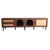 Runesay Modern Rattan TV Console with 3 Cabinets & 2 Drawers,  for TVs up to 80", Dark Brown - 2 of 4