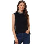 Allegra K Women's Sequin Neck Sleeveless Casual Pleated Front Blouse Top