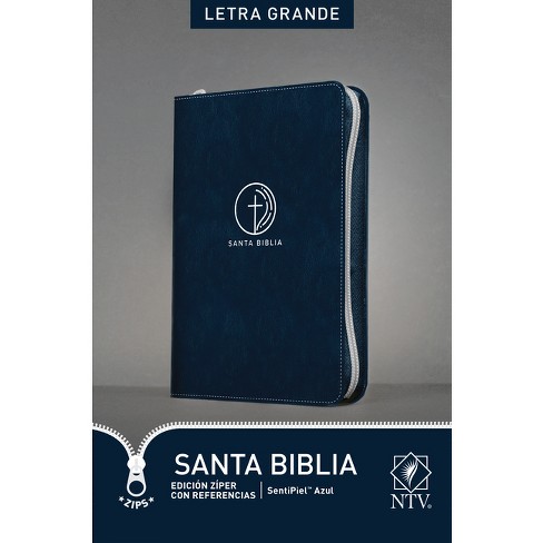 Santa Biblia Ntv, Edición Zíper Con Referencias, Letra Grande (Sentipiel, Azul, Letra Roja) - Large Print (Leather Bound) - image 1 of 1