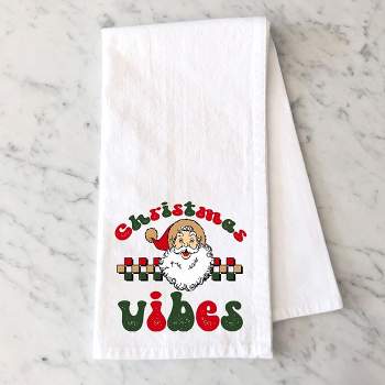City Creek Prints Christmas Vibes Checkered Tea Towels - White