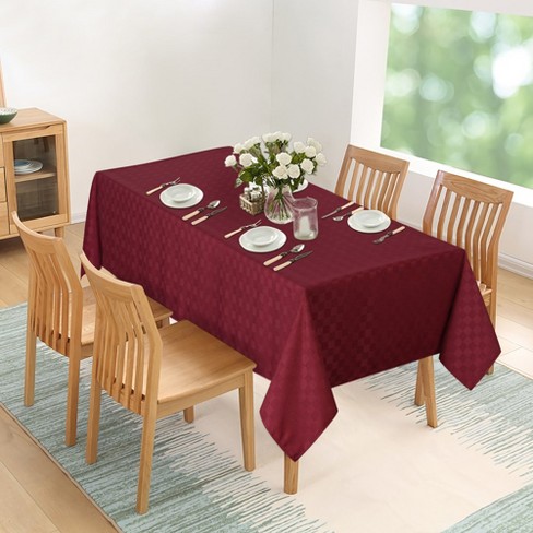 Jacquard Checkered Tablecloth, Water Resistant 190gsm Fabric Table Cloth Cover Protector