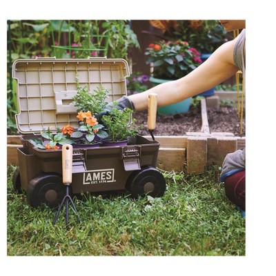 Brown and Beige Plastic Rolling Garden Storage Cart