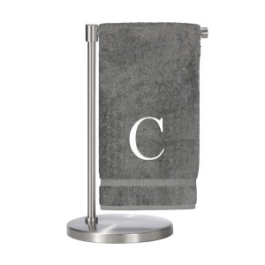 BC BARE COTTON Monogrammed Bath Towel, Personalized Gift, Set of 2 - Gray - Silver Block - 1 of 4