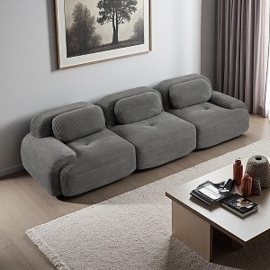 Corduroy 3-Seater Modular Sofa with Curved Arms & Anti-Slip Base - 1 of 4