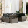 vidaXL 6 Piece Patio Sofa Set with Cushions Gray Poly Rattan - without storage - 2 of 4