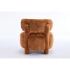 Gulches Khaki Fur 13 Inch Thick Cushion Curved Wingback Solid Wood Leg Armless Accent Chair Set of 1 - 4 of 4