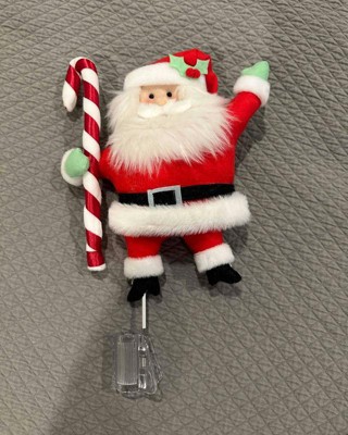 14.75 Fabric Santa with Candy Cane Christmas Tree Topper Red/White - Wondershop