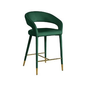 Meridian Furniture,Destiny Green Velvet Stool - 1 of 4