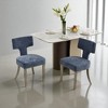 Set of 2 Chenille Dining Chairs with Curved Backrest, Copper Nailhead Trim, Foam Cushion & Brushed Stainless Steel Legs for Kitchen, Dining Room - 2 of 4