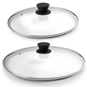 Cuisinel Glass Lids Set with Steam Vent - 10" + 12" Universal Replacement Covers, Compatible with Lodge Cast Iron Skillets, Oven Safe, Fully Assembled - 1 of 4