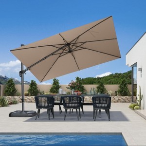 PURPLE LEAF Cantilever Umbrella Left-right Tilting Swivel Large Square Patio Umbrella Outdoor Offset Umbrella with 360°Rotation Adjustable With Base - 1 of 4