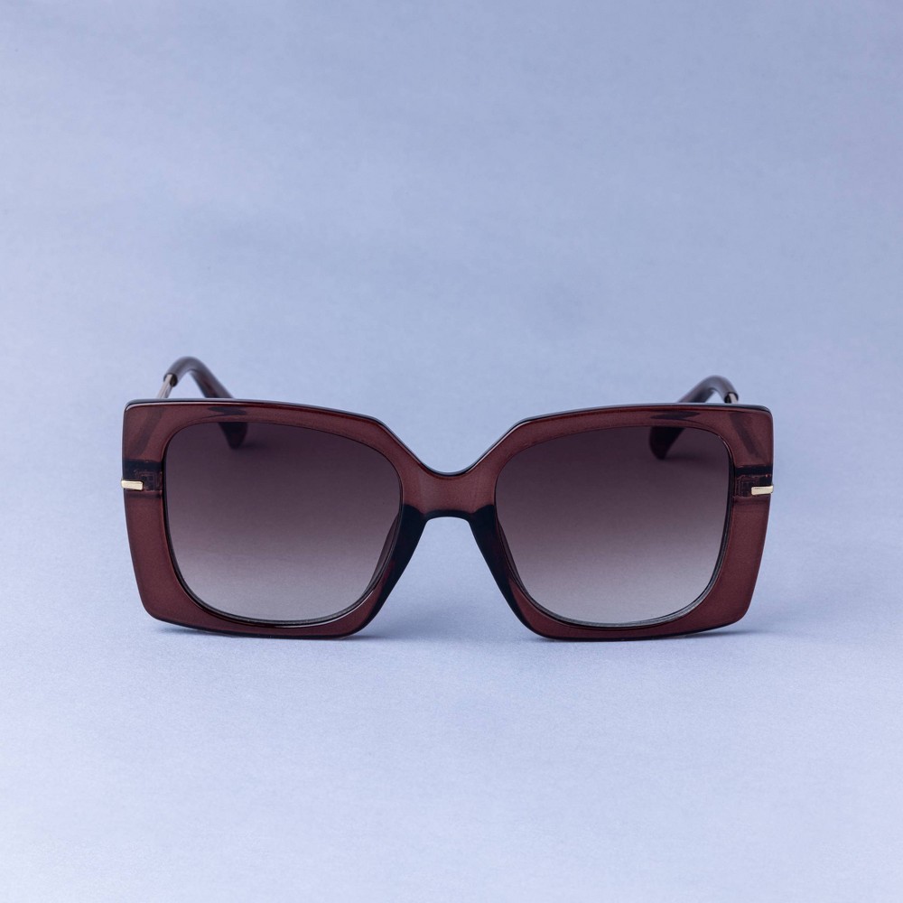 Women's Square Oversize Butterfly Plastic and Metal Sunglasses - A New Day™ - Walnut Brown: Maximum UV Protection, Medium Fit