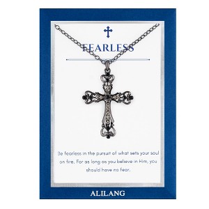 Anna-Kaci Gunmetal Crystal Cross Necklace with Message Card & Envelope Jewelry Gift - 1 of 4