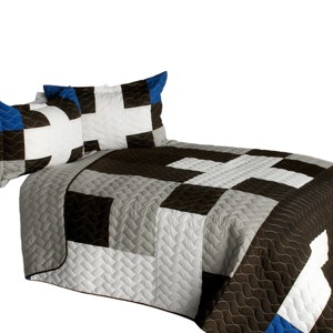 Slickblue Handmade Full/Queen Quilt Set, 100% TC Fabric, 5 Geometric Design Options, Vermicelli Quilting, 3-Piece Set - 1 of 4