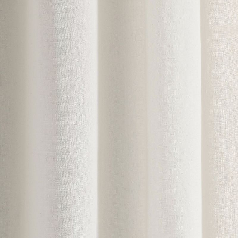 Luxury Modern Flower Linen Like Embroidery Border Window Curtain Panel Off White/Blue Single 52X84, 4 of 7