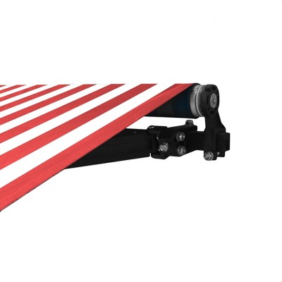 ALEKO 20' x 10' Red and White Striped Motorized Patio Awning