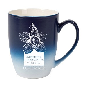 Elanze Designs Sweetness Good Wishes And Success Two Toned Ombre Matte Navy Blue and White 12 ounce Ceramic Stoneware Coffee Cup Mug - 1 of 4