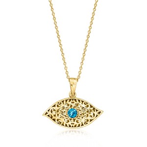 Ross-Simons 0.30 Carat London Blue Topaz Evil Eye Pendant Necklace in 18kt Gold Over Sterling Size 18 - 1 of 3