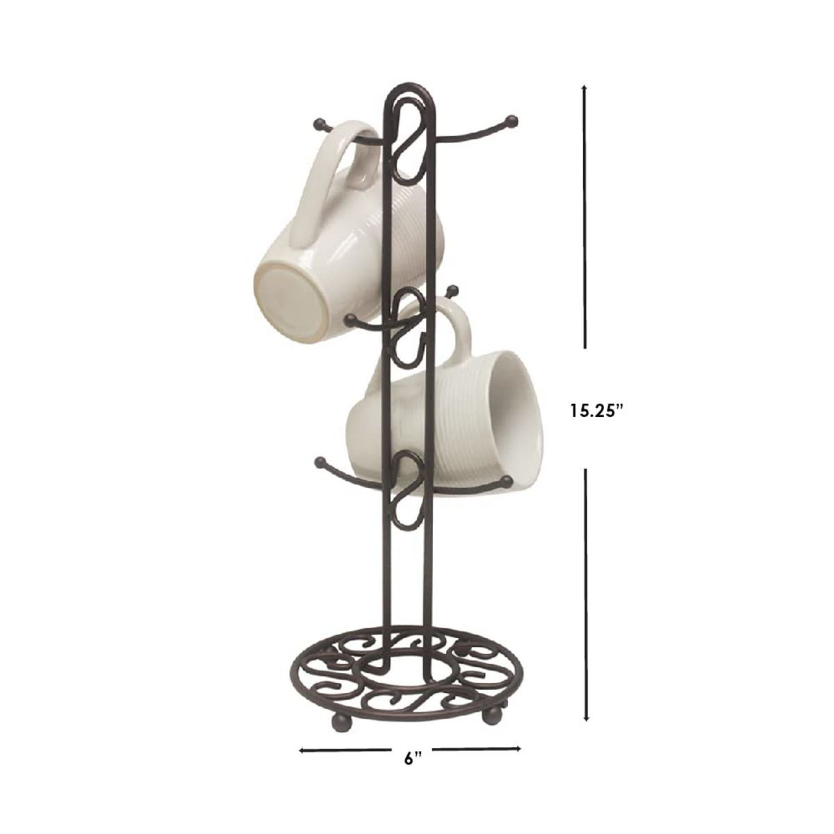Home Basics Mug Tree Bronze Twin Mug and Teacup Holder. - thumbnail 5