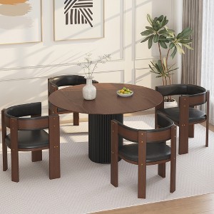 Upholstered Dining Chairs, Modern Fabric Dining Room Kitchen Side Chair with Padded Seat and Wood Legs - 1 of 4