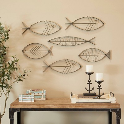 24 X 45 Metal Fish Indoor Outdoor Wall Decor Multi Colored - Olivia & May  : Target