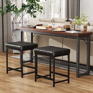 DOMETOUR 2 Pack Vanity Stool Chair, Modern Faux Leather Small Makeup Bench Sturdy Metal Vanity Foot Stool for Makeup Room Bedroom - 1 of 4