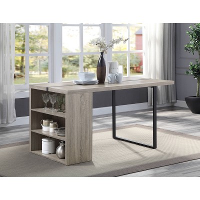 60" Patwin Dining Table Gray Oak/Black Finish - Acme Furniture
