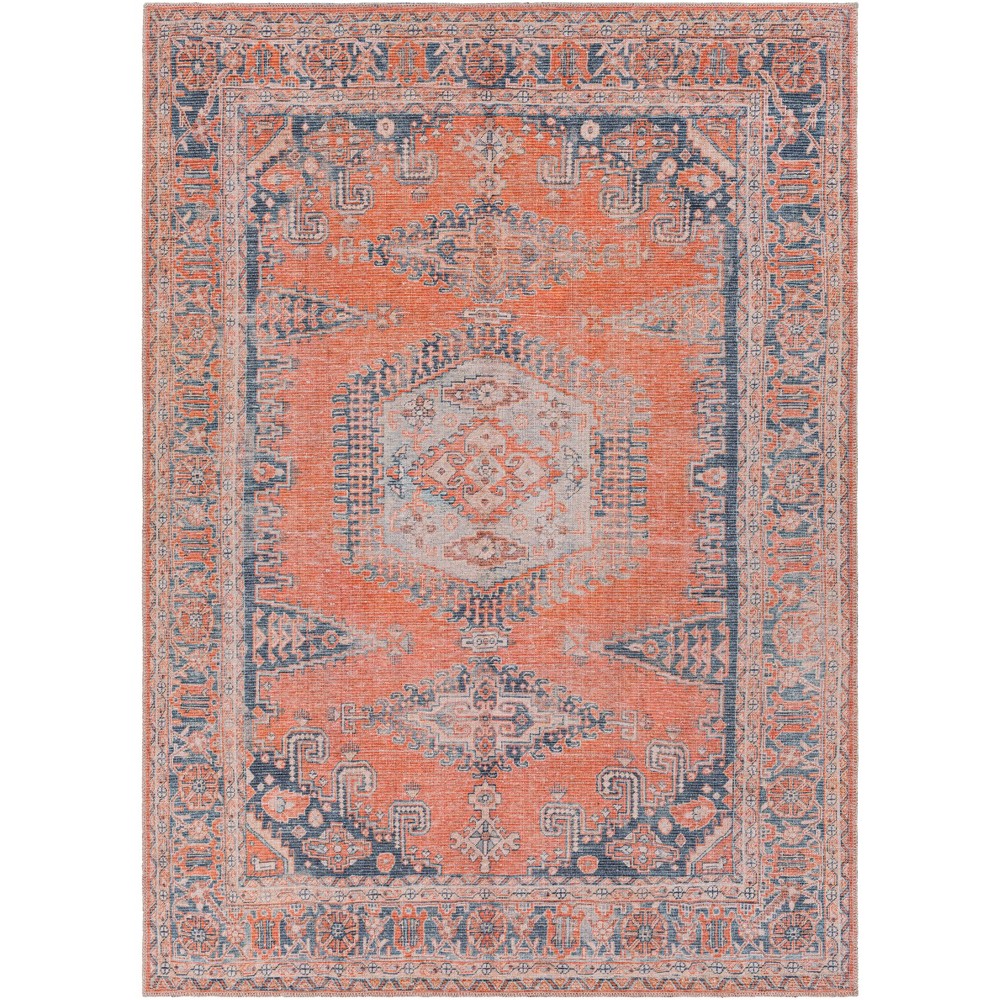 Photos - Area Rug Livabliss 5'3"x7'3" Colin Traditional Machine Washable Rug Orange: Flatweave, Pet Friendly, Indoor Use