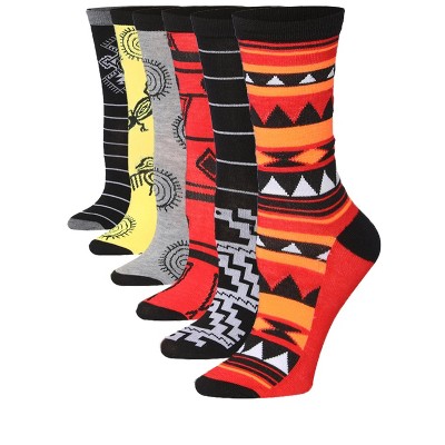 Women's 6-Pairs Colorful Funky Ethnic Elegance Patterned Crew Dress Socks