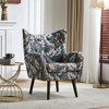 Polyester Upholstered Wingback Armchair with Button-Tufted Back, Ergonomic Cushion and Oak Wood Legs - 3 of 4