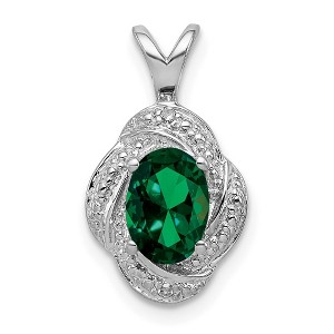 Black Bow Jewelry Rhodium Plated Sterling Silver, Diamond & Gemstone Pendant, 10 x 16mm - 1 of 4