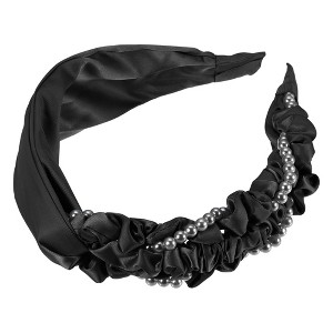 Unique Bargains Women's Fashion Faux Pearl Beaded Knotted Headbands 1 Pc - 1 of 4