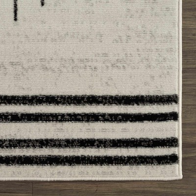 Angus Black and White Abstract Polypropylene Area Rug 7'10" x 10'