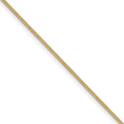 Black Bow Jewelry 1.1mm, 14k Yellow Gold, Round Solid Snake Chain Necklace