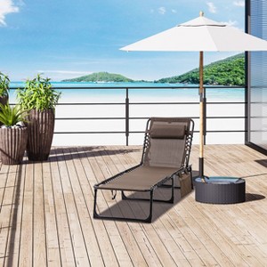 TiramisuBest Set of 2 Folding Chaise Lounges with 6-Position Reclining Back, Breathable Mesh Seat & Headrest for Pool/Beach/Yard/Patio (Green) - 1 of 4