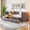 NicBex Twin Daybed with Double Drawers, Modern Velvet Upholstered Sofa Bed with Button Tufted - 2 of 4
