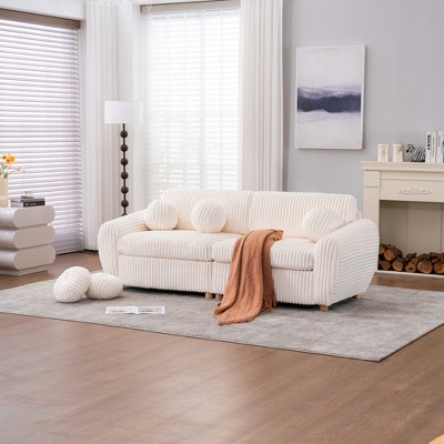 JUJABU 84" Corduroy Modern Sofa, Sectional Love Seat Couch with Upholstered