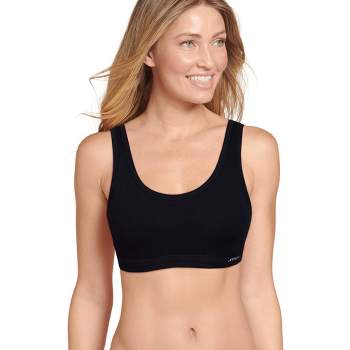 Jockey Women's Forever Fit Mid Impact Molded Cup Active Bra M Black
