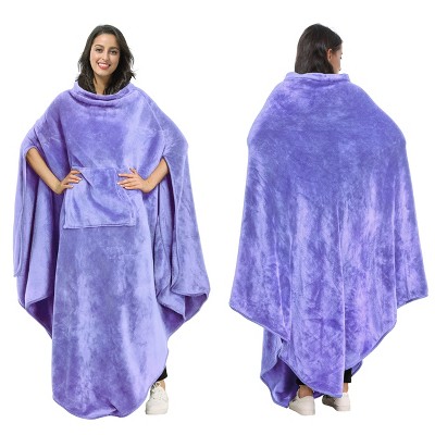 Women's Cozy Fuzzy Wrap Sweaters, Fleece Wearable Blanket Comfy Plush Sleevesless Blankets for Adult, Capee Wrap Cover for Full Body - Tirrinia